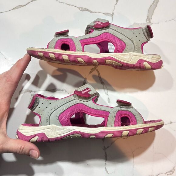 Eddie Bauer | Girls Madison Pink Gray Sporty Sandals Size 3 - Picture 4 of 13